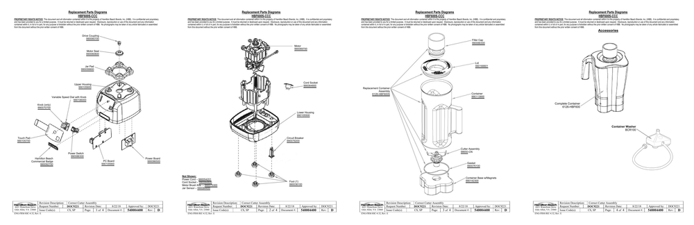 Diagram Diagram and Parts List for HBF600S-CCC  Hamilton Beach Blender